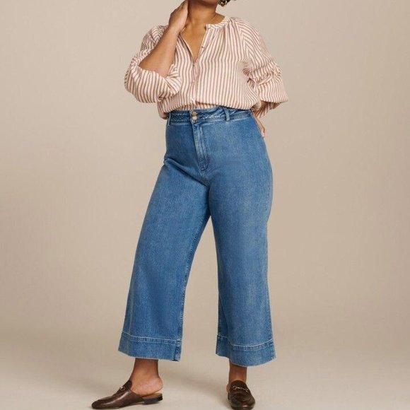Apiece Apart Merinda Denim Pants Jeans Wide Leg High Waisted XXL NEW - Picture 5 of 10